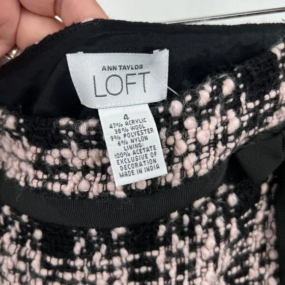 Wool Blend Checked Tweed Mini Skirt - Picture 3 of 4